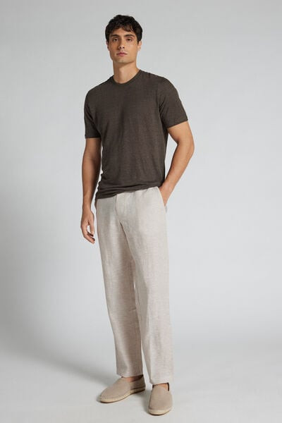 Intimissimi Men's 100% Linen Pants Man Beige Size L | Intimissimi (US)