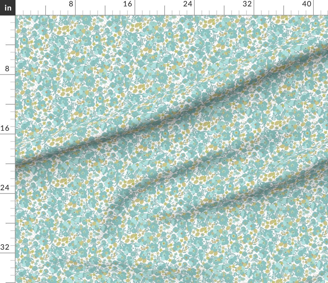 Floral Illustrated 70s Vintage-deepsea Fabric | Spoonflower | Spoonflower