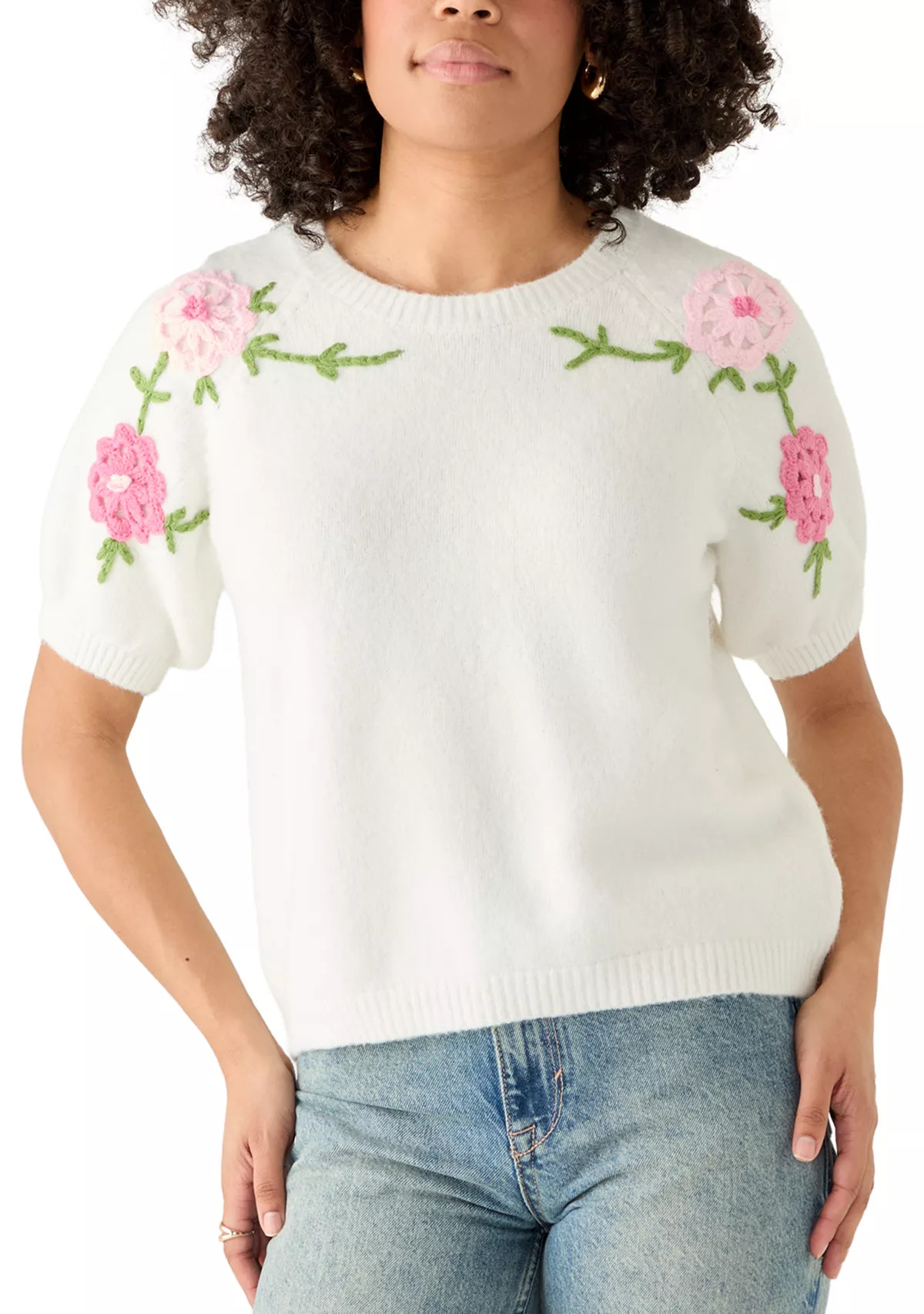 CeCeWomen's Floral Embellished Crew Neck Sweater | Belk