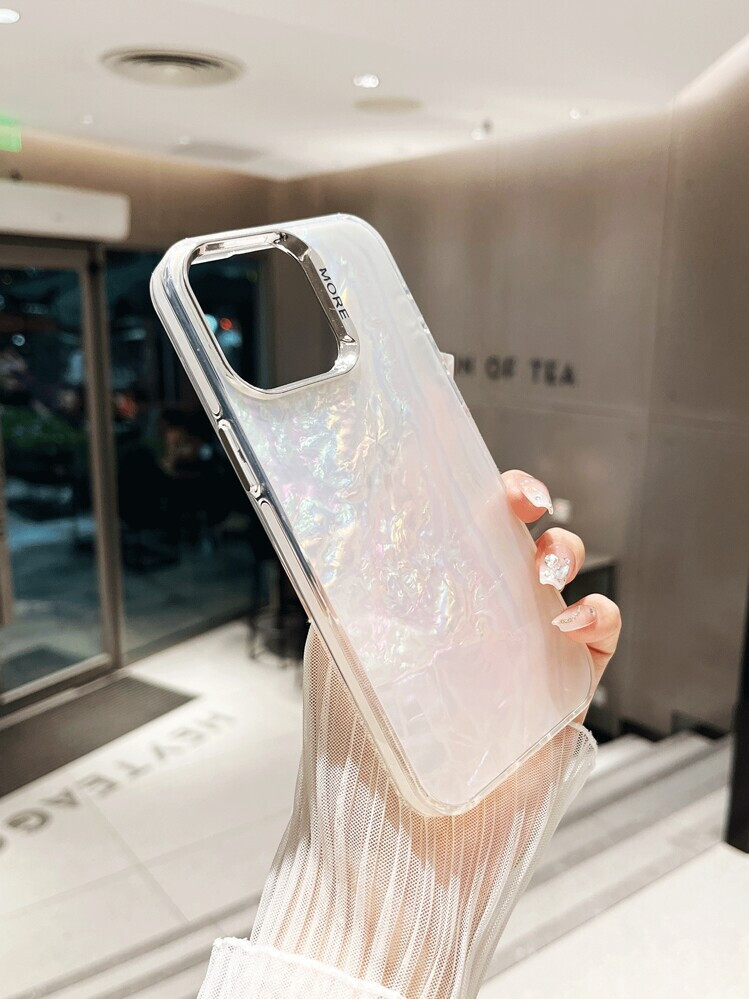 Trends1pc Holographic Seashell Pattern Acrylic TPU Phone Case Compatible With Iphone | SHEIN