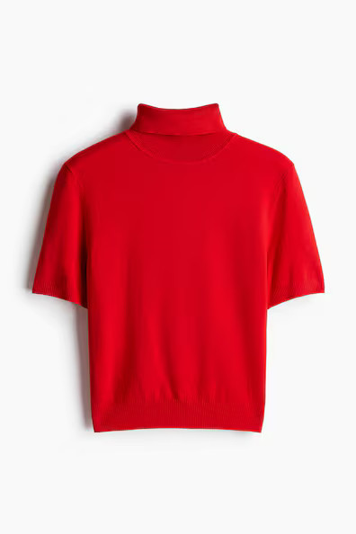 H & M - Fine-Knit Turtleneck Top - Red | H&M (US + CA)