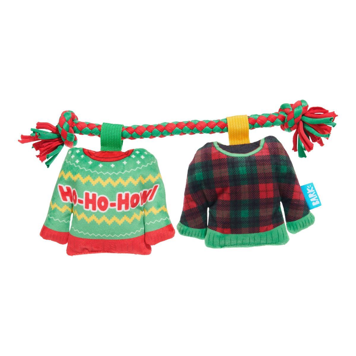 BARK 10" Christmutts Sweater with Rope Dog Toy - Green/Red | Target