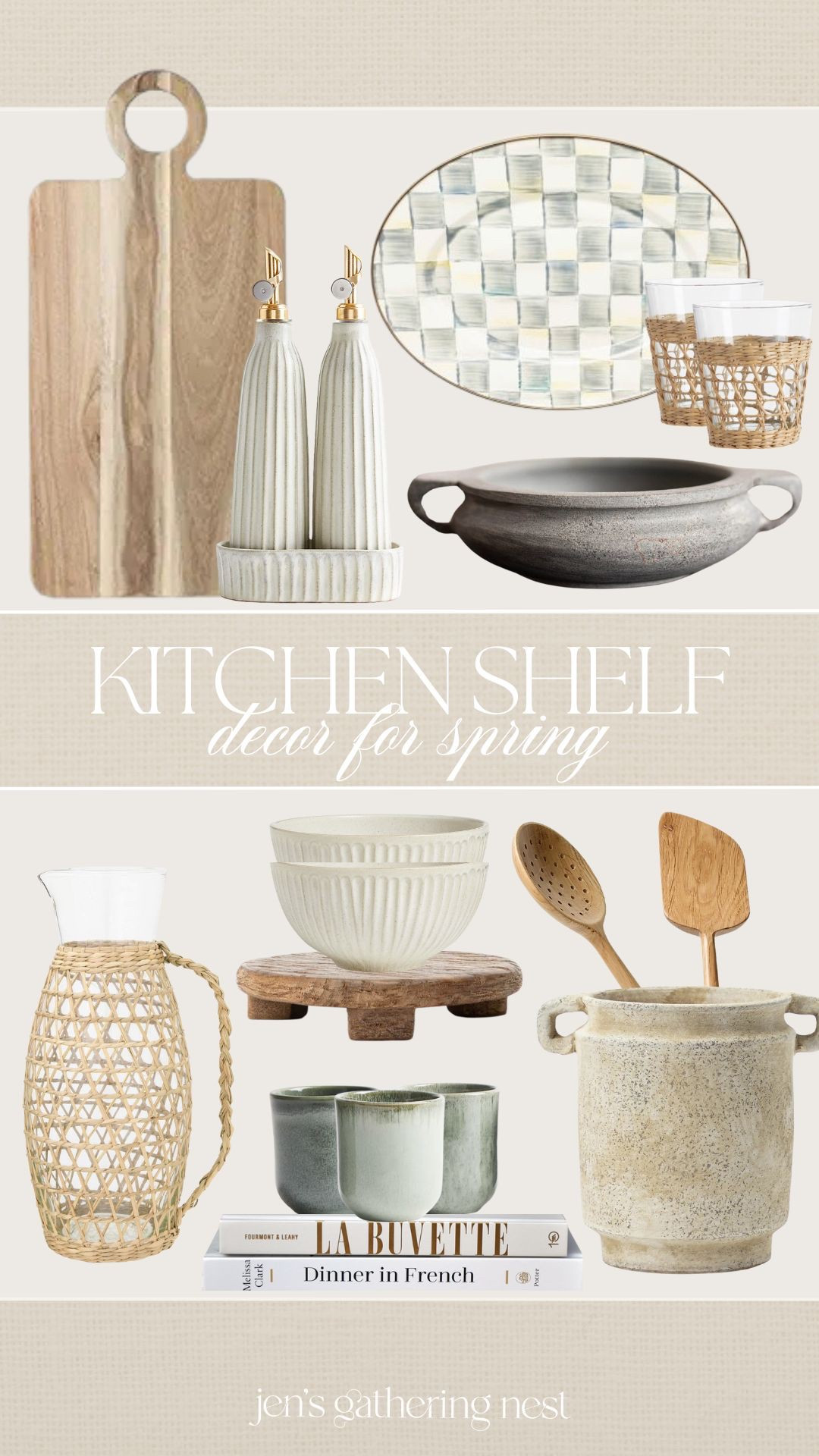 Pretty neutral kitchen shelf decor for spring + summer 🤍

#kitchendecor #shelfdecor #springdecor #potterybarn #mcgeeandco #utensilcrock #seagrass #potterybarn #homeinspo #fruitbowl #oilamdvinegardispenser #tray 

#LTKFindsUnder100 #LTKSeasonal #LTKHome