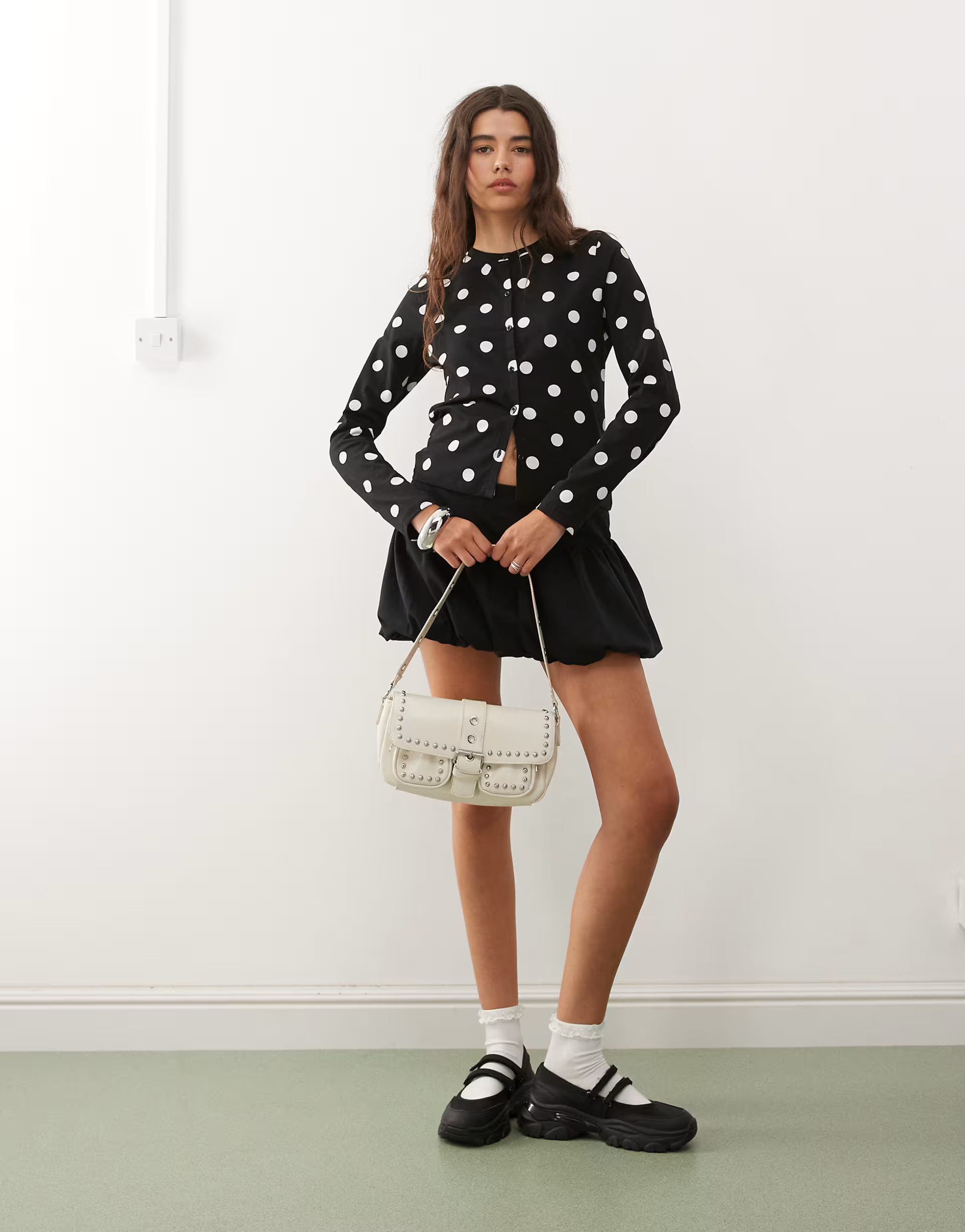 COLLUSION fitted cardigan in polka dot print | ASOS (Global)