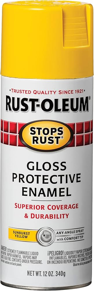Rust-Oleum 7747830 Stops Rust Spray Paint, 12 oz, Gloss Sunburst Yellow | Amazon (US)