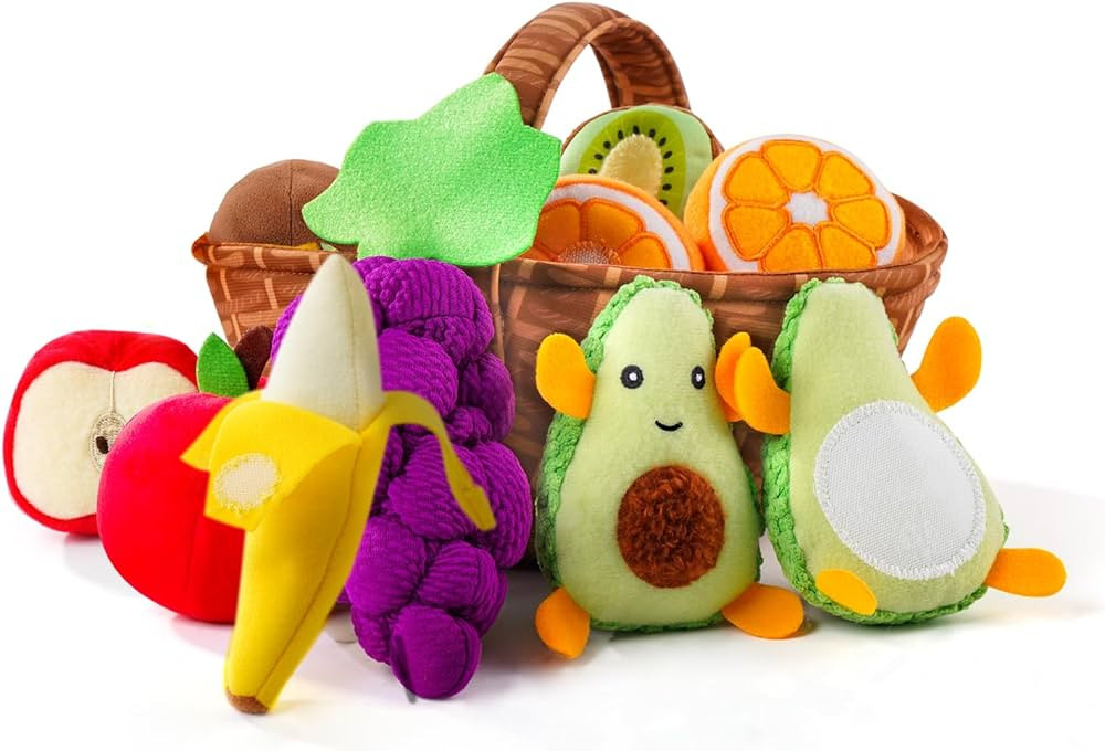 Play Food for Toddler 1-3 year old, Fruit Basket Plush Toy sets, Montessori Pretend Food Kitchen Sensory Toys for Kids 18 months, Pretend Sorting fruit Toys for Boys Girls Gift Educational Toys | Amazon (US)