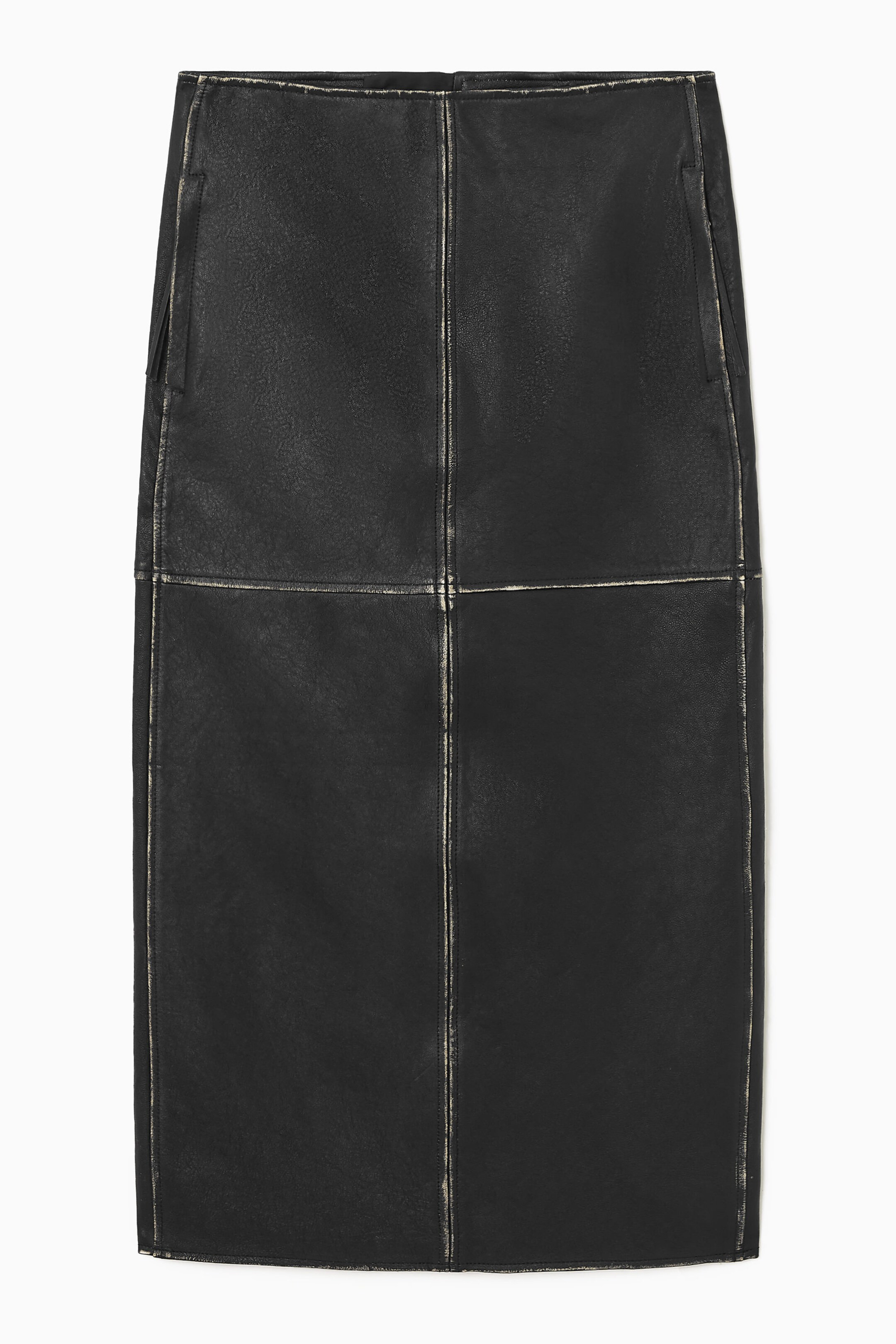 JUPE MIDI RACER CUIR CONTRASTÉ - NOIR | COS (EU)
