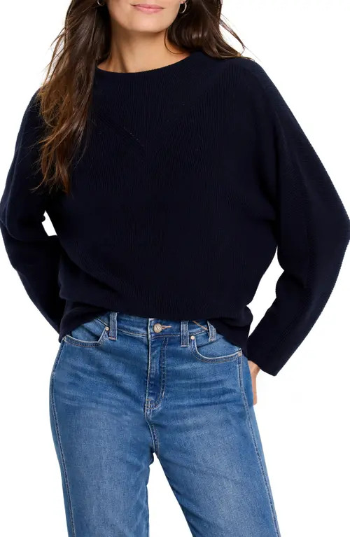 NIC+ZOE Shaker Stitch Mock Neck Sweater in Dark Indigo at Nordstrom, Size Xx-Large | Nordstrom