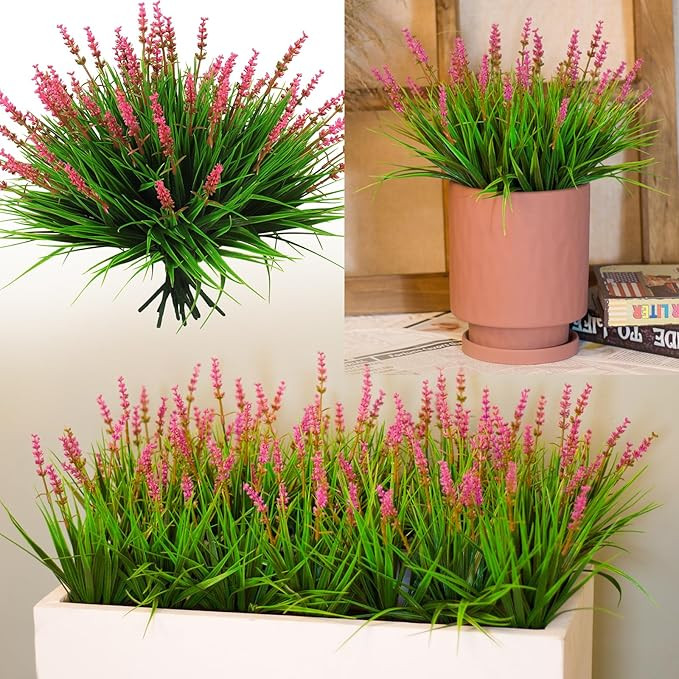 alyptus 12 Bundles Artificial Plants Outdoor Fake Monkey Grass with Flowers for Pot Garden Verand... | Amazon (US)