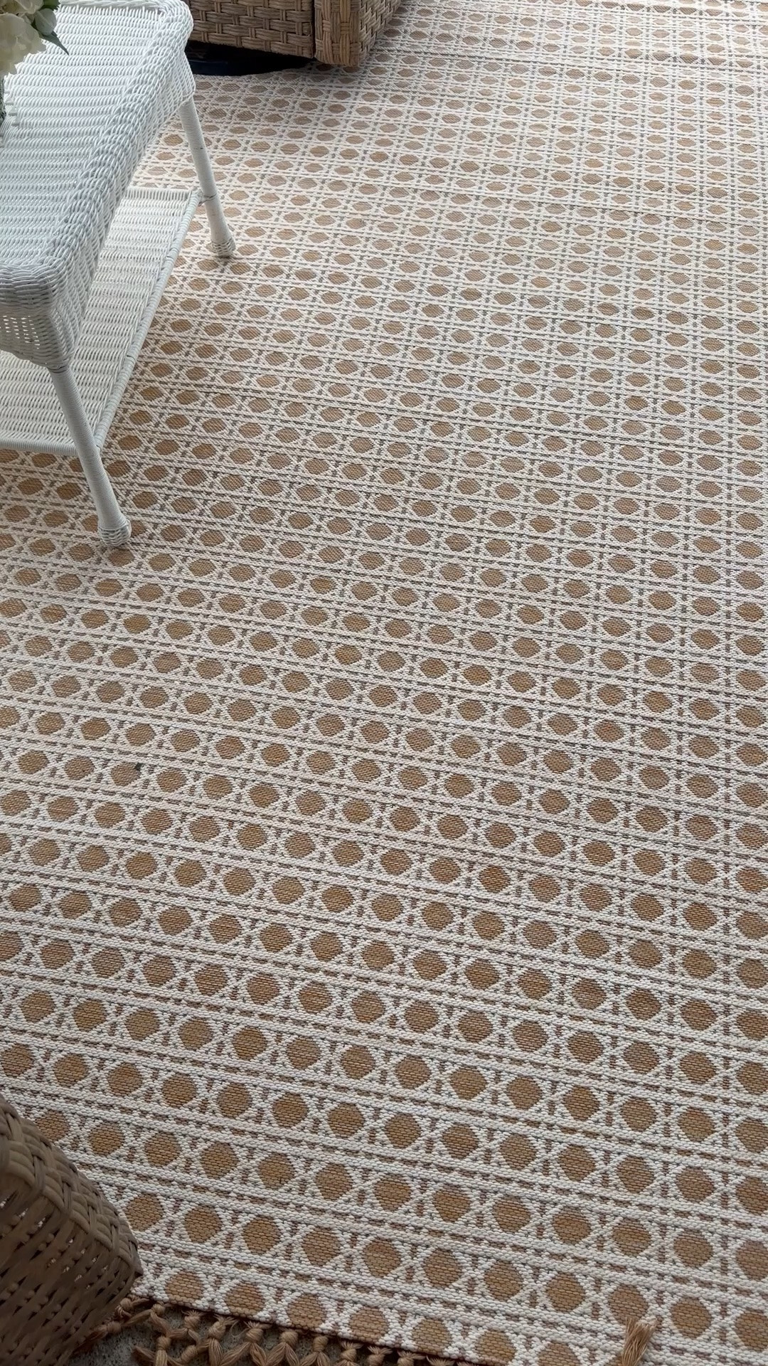 Neutral cane pattern indoor/outdoor rug from Target 30% off! + save an extra $10 with Target Circle offer! 

Under $100 outdoor rug