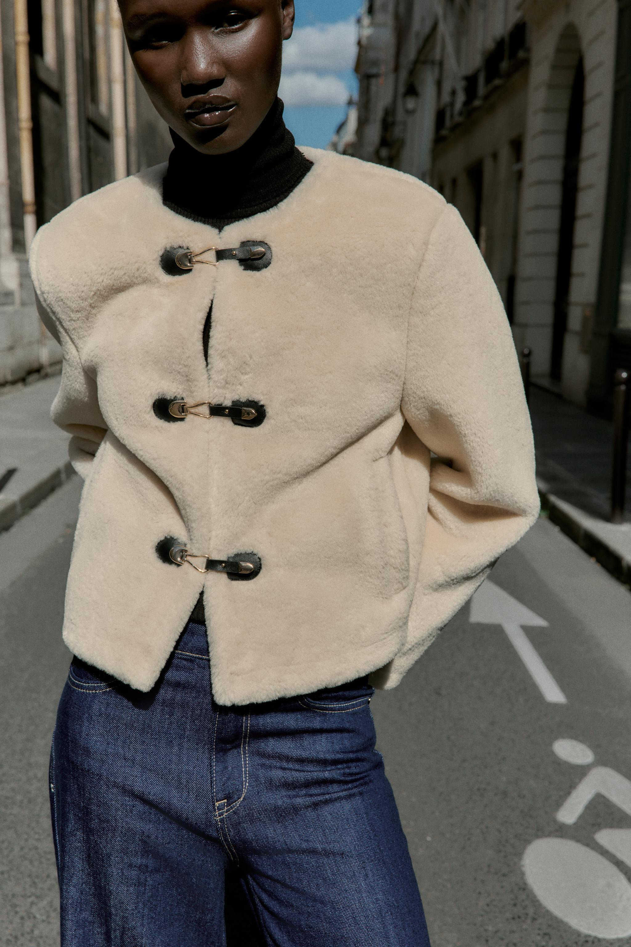 FAUX FUR JACKET WITH FIREMAN CLASPS | Zara US