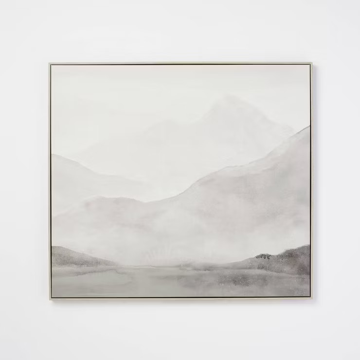 40" x36" Layered Mountains Framed Canvas Gray - Threshold™ designed with Studio McG... | Target