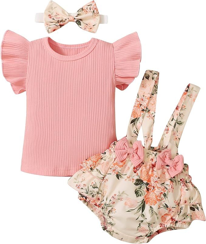 Kucnuzki Baby Toddler Little Girl Outfit Kids Clothes T Shirt Crop Tops Summer Baby Girl Short Se... | Amazon (US)