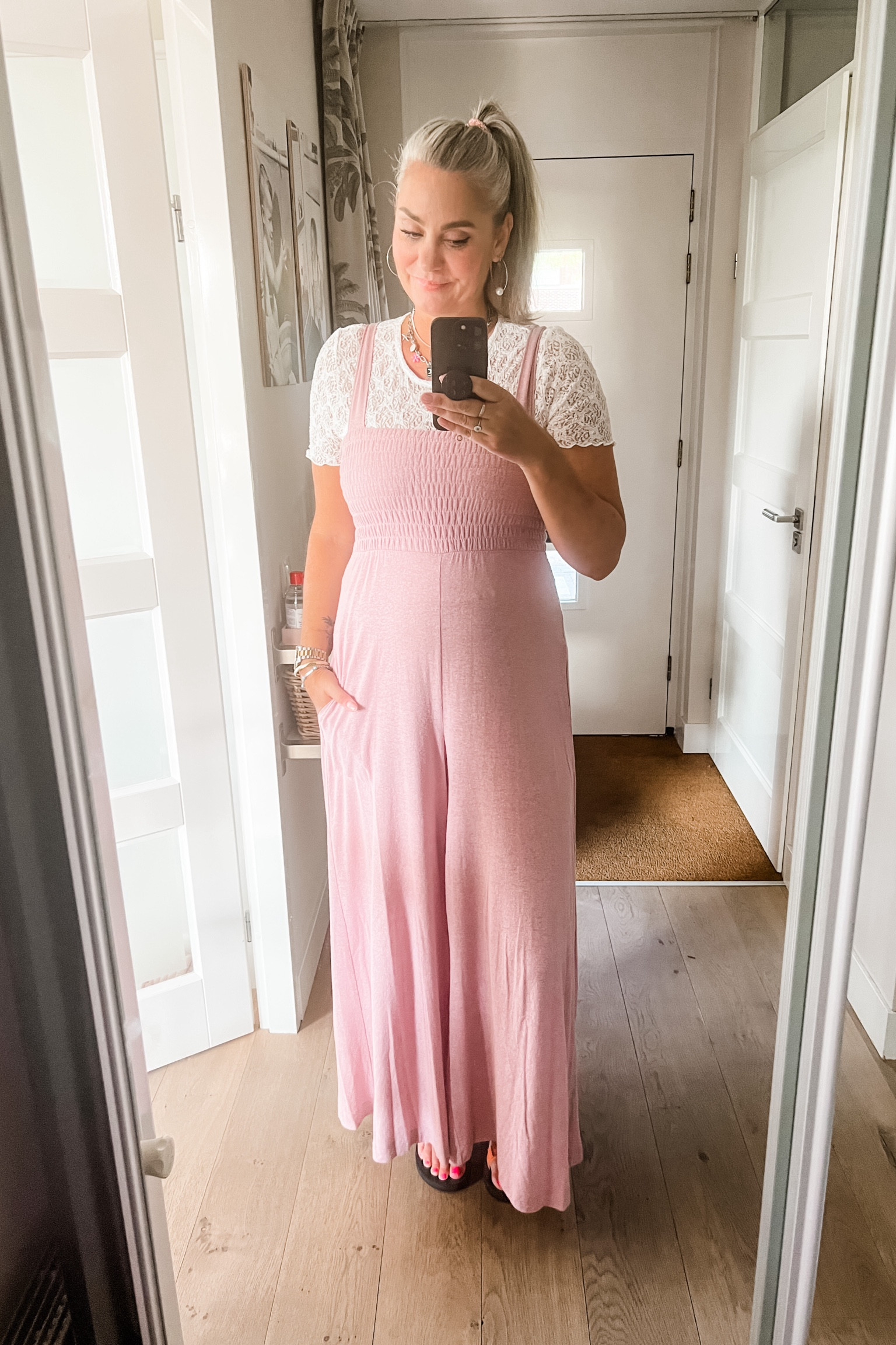 Ootd - Wednesday. Free People pink jumpsuit (M) over a lace short sleeved top (C&A) and pink and orange Teva sandals. 



#LTKnederlands #LTKeurope #LTKstyletip