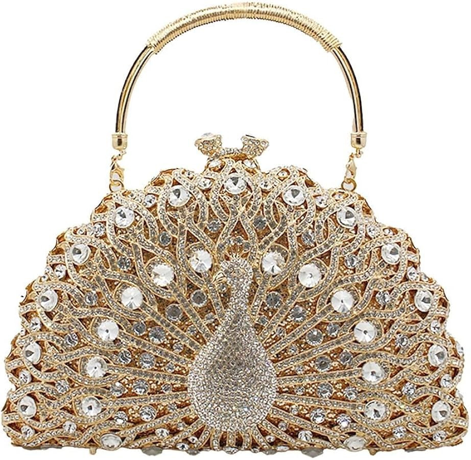 Women Peacock Crystal Clutch Purse Sparkling Rhinestone Handbag Ladies Luxury Evening Bag Wedding... | Amazon (US)