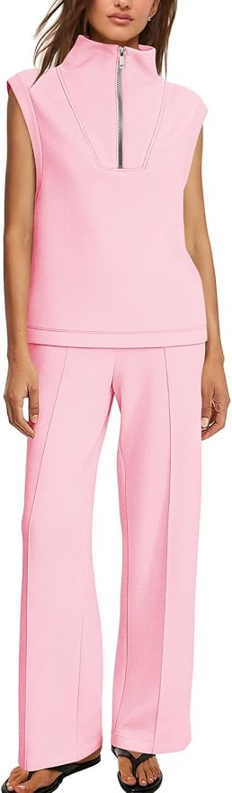 Womens Lounge Sets Sweatsuits 2 Piece Outfits Summer Matching Sweat Sets Airport Travel Outfit Tr... | Amazon (US)
