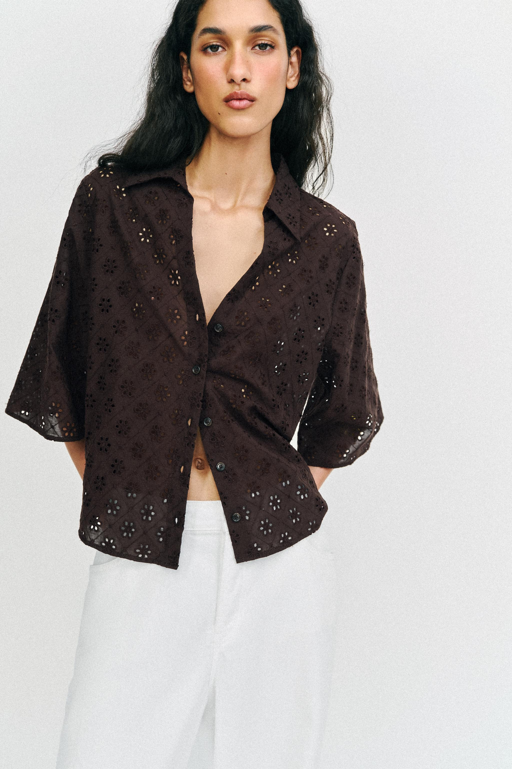 EYELET EMBROIDERED SHIRT | Zara US