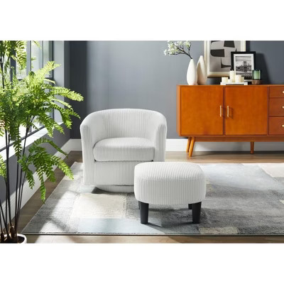 CAVINAS Upholstered Accent Chair with Ottoman and Cushion Design,Chair and Ottoman Sets for Bedroom,Reading Room,White | Target