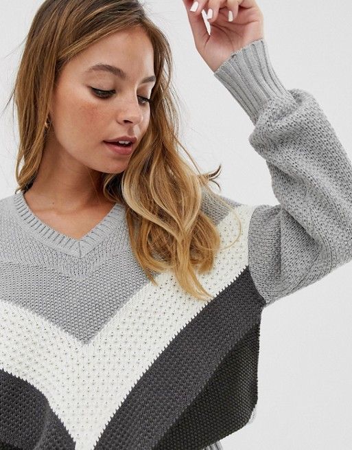 Vero Moda Petite chevron color block sweater | ASOS US