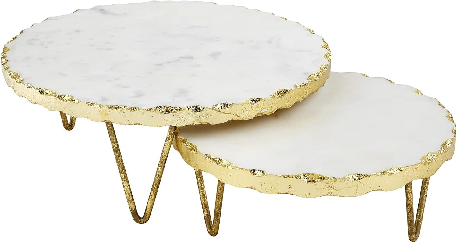 Amazon.com: Mud Pie Marble Edge Riser Set, Small 3" x 8" Large 4" x 10" Dia, Dia Dia, White and G... | Amazon (US)