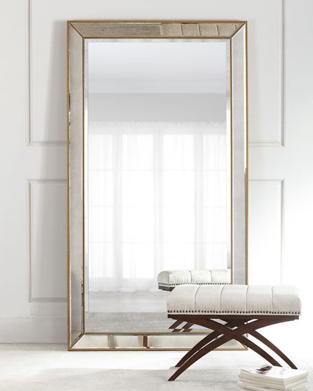 Aldina Golden-Beaded Floor Mirror | Horchow