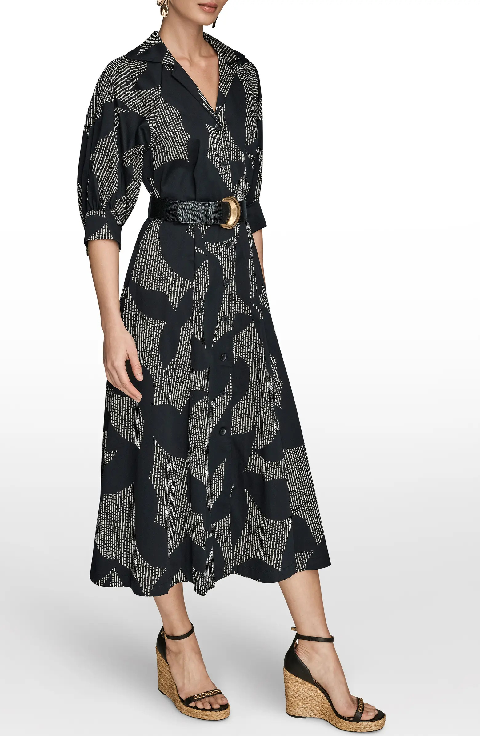 Abstract Print Belted Midi Shirtdress | Nordstrom