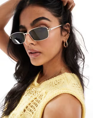 ASOS DESIGN 90s metal square sunglasses in gold | ASOS (Global)