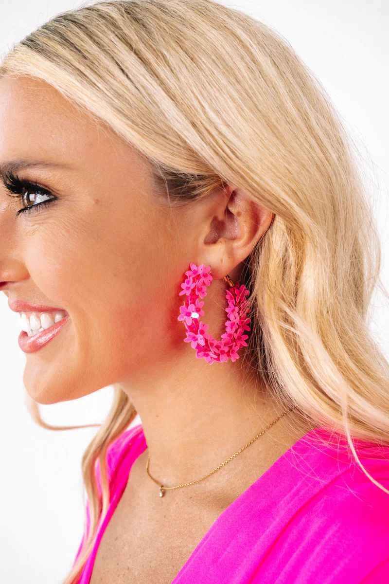 Tropical Blooms Earrings - Bright Pink | The Impeccable Pig