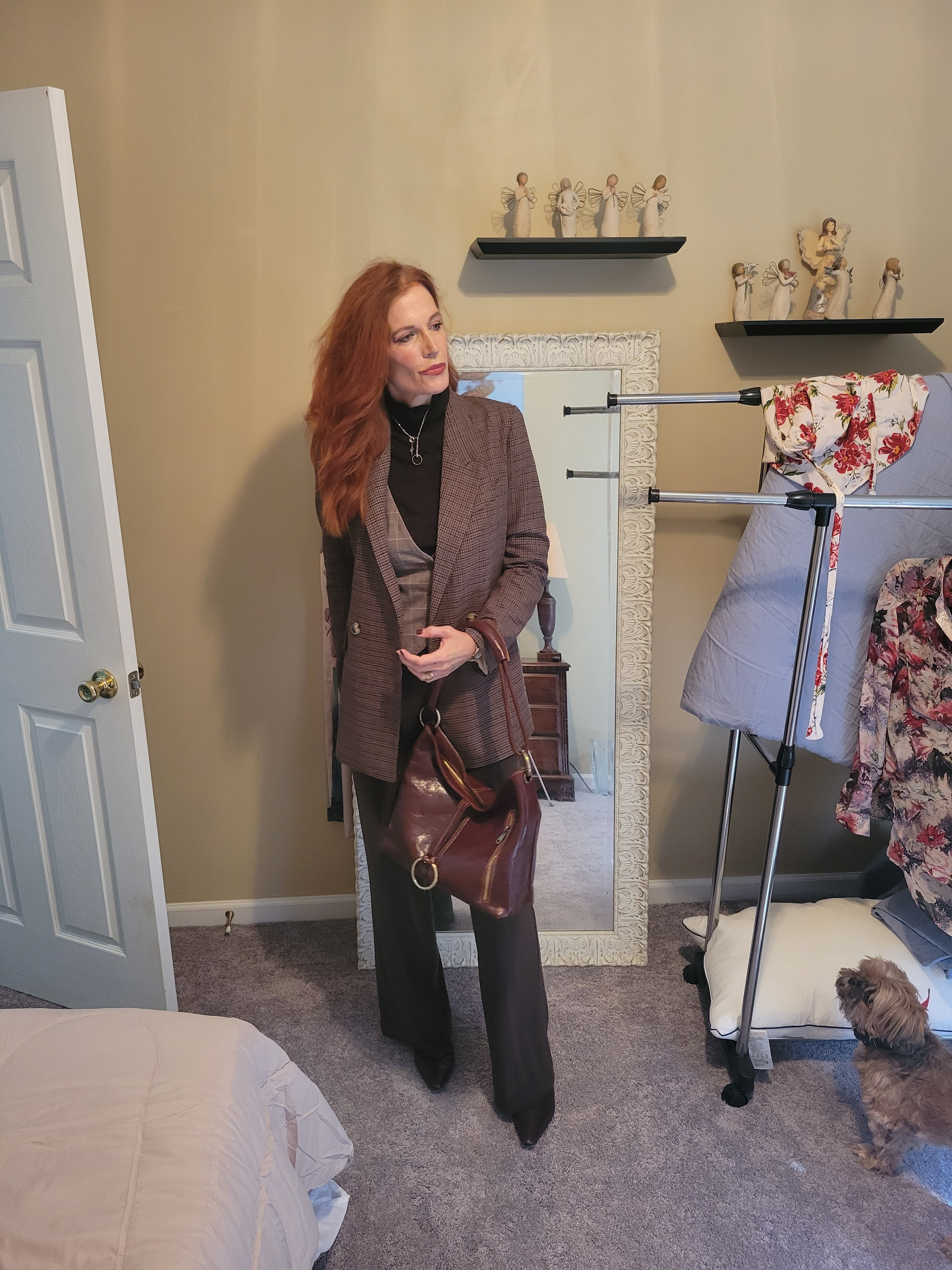 Brown is the color of the season. Wearing a vest, blazer in a 4. @clarasunwoo pants. Use code EDS on Clara Sunwoo for discount.#trending #Fall 

#LTKSeasonal #LTKOver40 #LTKStyleTip