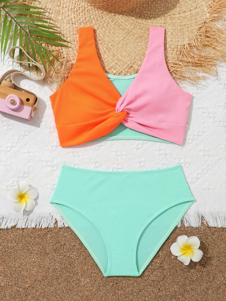 Girls Color Block Twist Front Bikini Swimsuit
       
              
              $9.70        
... | SHEIN