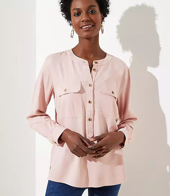 Pocket Henley Utility Blouse | LOFT | LOFT