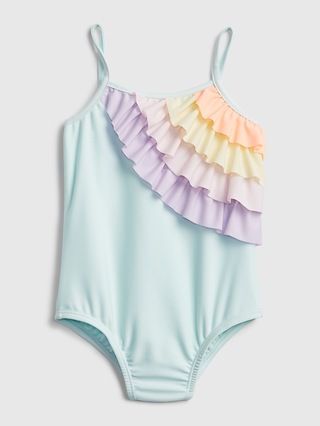 Toddler Recycled Rainbow Ruffle Swim One-Piece | Gap (US)