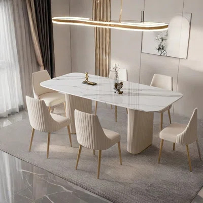 Creamy Rock Board Dining Table | Wayfair North America