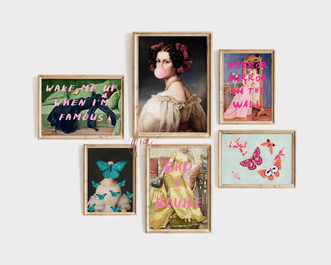 Eclectic Gallery Wall Set Of 6, Altered Art Print Set, Maximalist Wall Art, Vintage Prints, Digit... | Etsy (US)