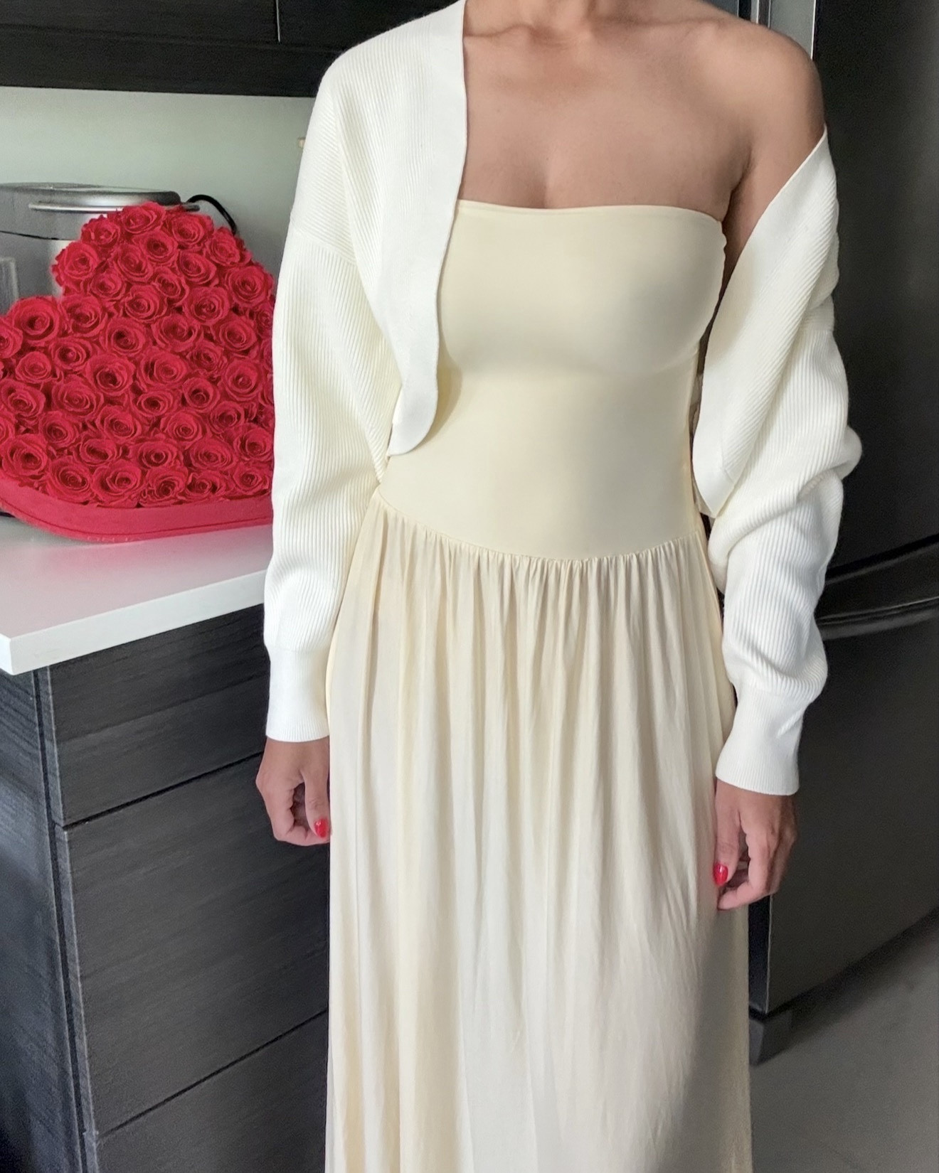 the @lululemon 2 in 1 maxi dress in butter cream is perfect ! 🤍 

summer outfits, spring, petite, aritzia new decision shrug, Christian louboutin Jane sandal.

#LTKootd #LTKSeasonal #LTKPetite