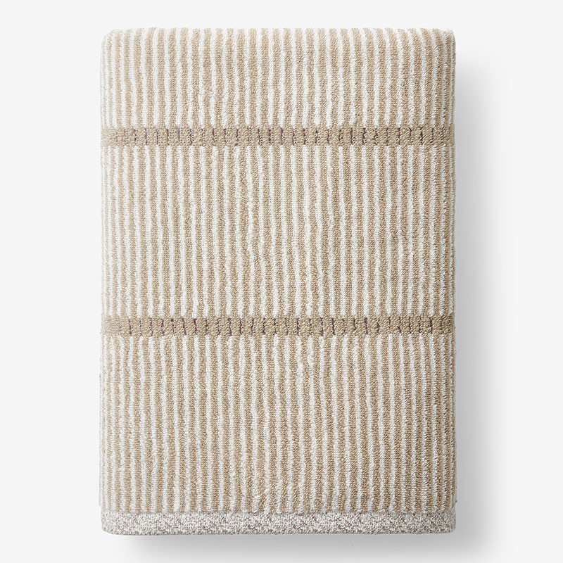 Narrow Stripe Reversible Cotton Bath Sheet - Beige, Size 39 In. x 68 In. | The Company Store | The Company Store