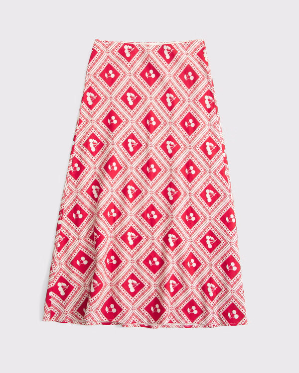 Mid Rise Linen-Blend Maxi Skirt | Abercrombie & Fitch (US)