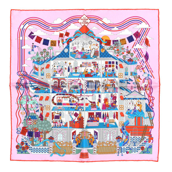 Silk La Maison des Carres Scarf 45 Rose Pale Orange Bleu | FASHIONPHILE (US)