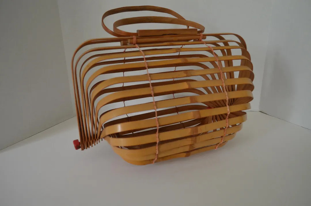vintage 1950s bamboo and string handbag purse folding purse | Etsy (US)