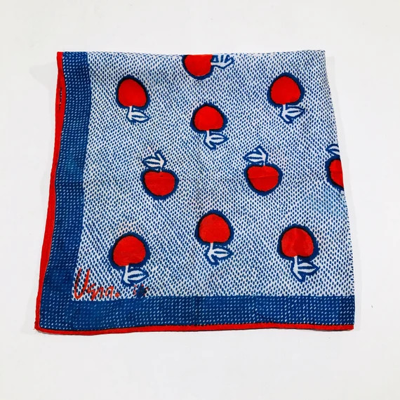 Vera Neumann Red Apples & Blue Dots Scarf Vintage Mid-century - Etsy | Etsy (US)