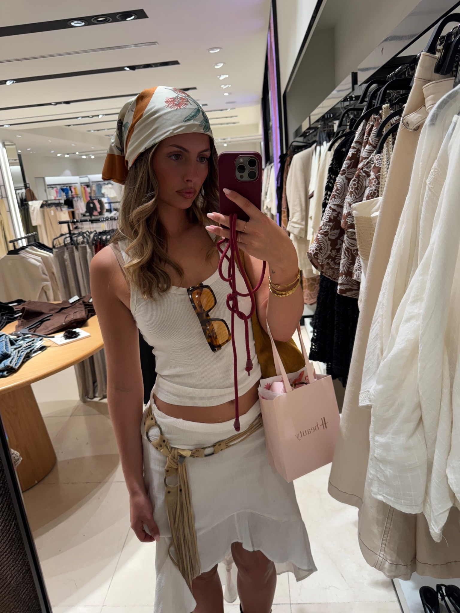Belt is vinted unbranded . Scarf is vintage Burberry xx