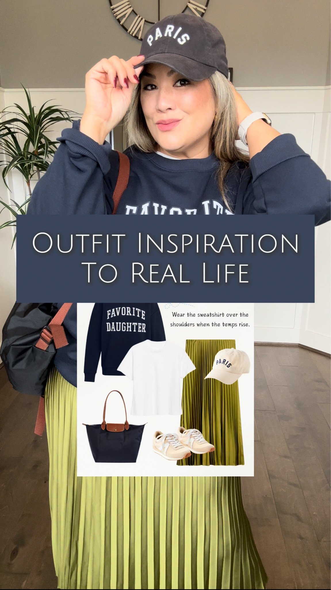 Absolutely fell in love with the (now sold out) green pleated skirt by J.Crew (other colors linked). I created a few style boards earlier this week and now I’m recreating the looks in real life. The skirt runs slightly big and the sweatshirt is slightly oversized. I’m wearing my favorite ATM schoolboy tee (a splurge, but worth the investment IMO as I’ve had this exact tee for 3+ years)  

#LTKStyleTip #LTKSaleAlert #LTKMidsize