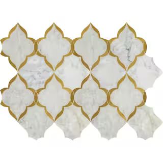 Daltile Lavaliere Carrara White 9 in. x 13 in. Marble with Brass Kapali Mosaic (0.84 sq. ft./Each) | The Home Depot