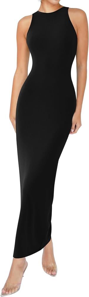 Women's Bodycon Maxi Dresses Ribbed Lounge Tank Long Dresses Elegant Halter Neck Casual Sleeveles... | Amazon (US)
