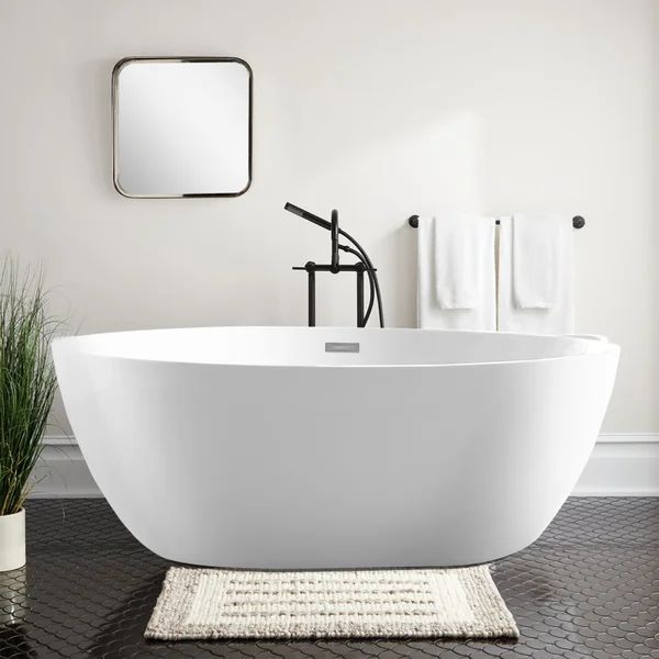 VA6834-S 55" x 32" Freestanding Soaking Acrylic Bathtub | Wayfair North America