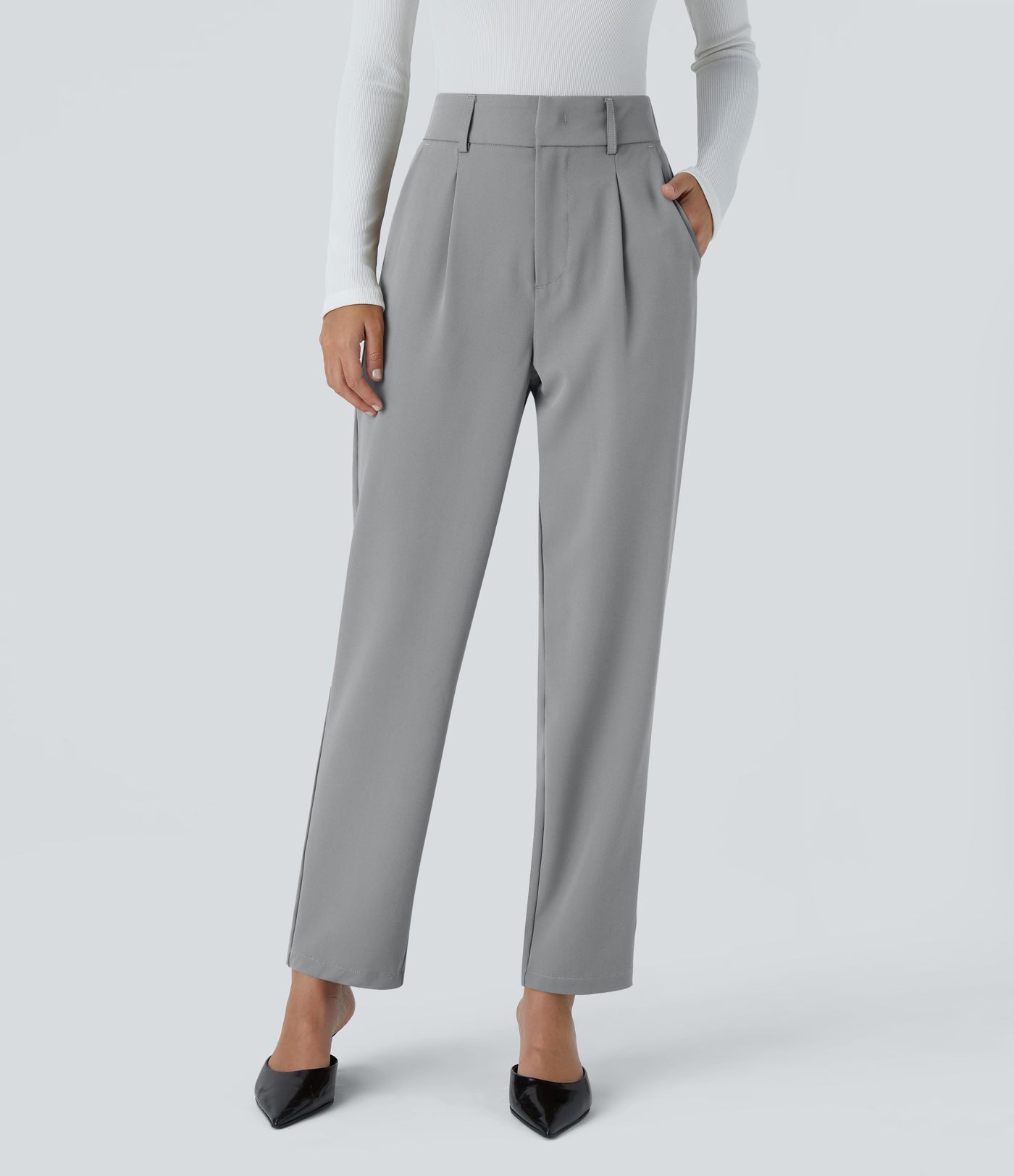 Women’s High Waisted Pocket Solid Work Tapered Pants - Halara | HALARA