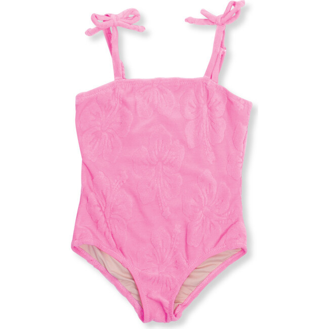 Terry One-Piece Swimsuit, Hibiscus Pink - Shade Critters Swim | Maisonette | Maisonette