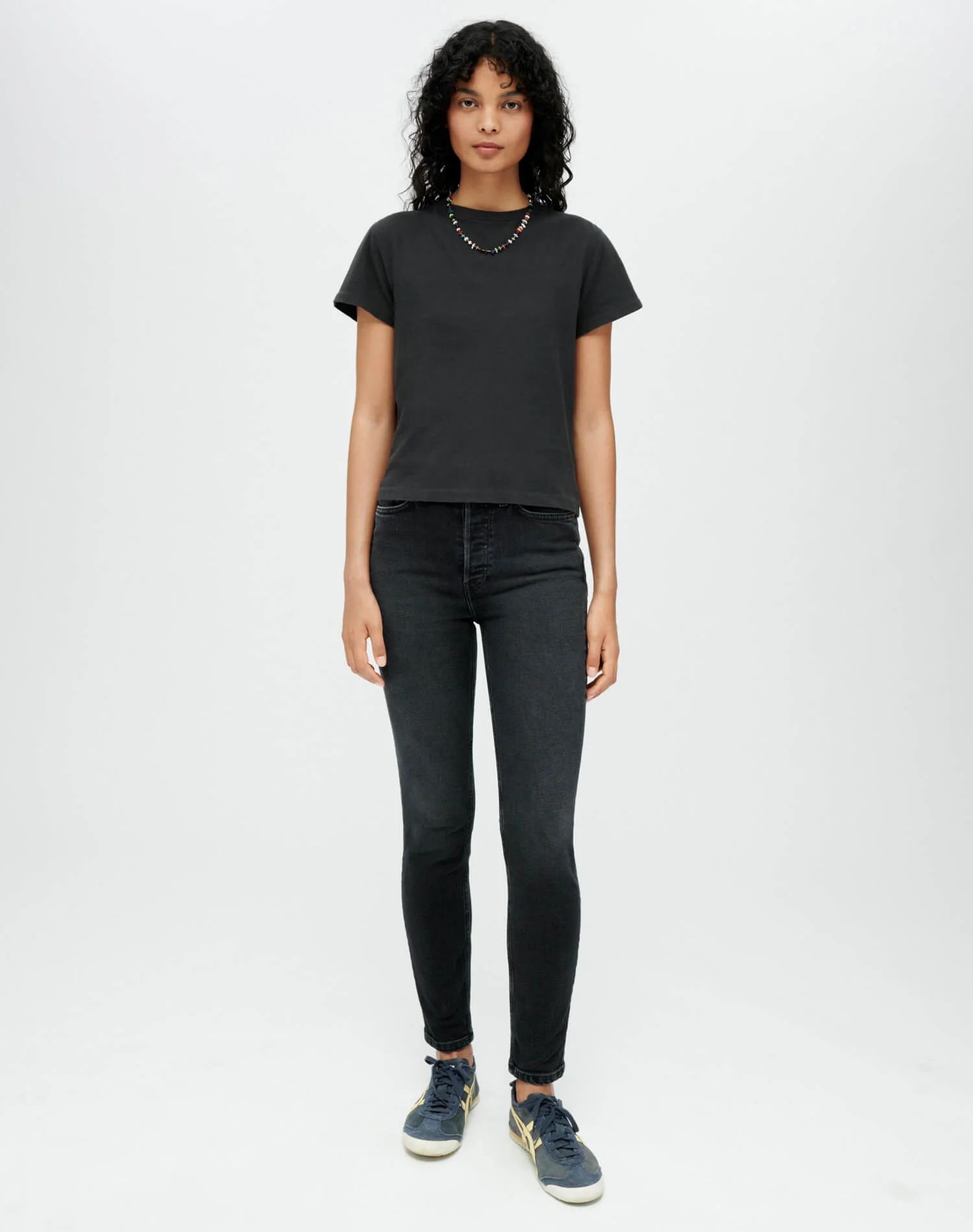 RE/DONE x Classics | Comfort Stretch High Rise Ankle Crop in Washed Noir | RE/DONE