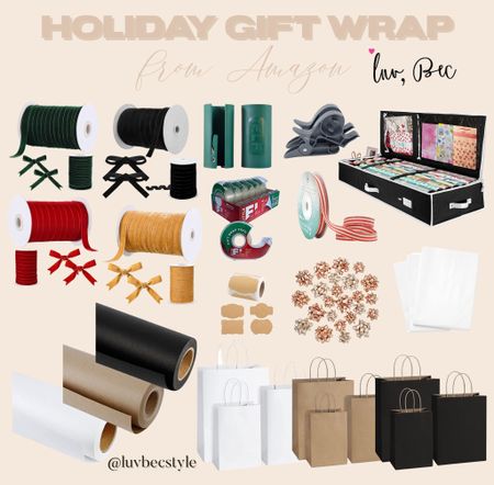 Holiday gift wrapping from amazon gift wrap wrapping paper gift bags ribbon gift bows wrapping paper organization neutral gift wrap 

#LTKHoliday #LTKSeasonal #LTKGiftGuide