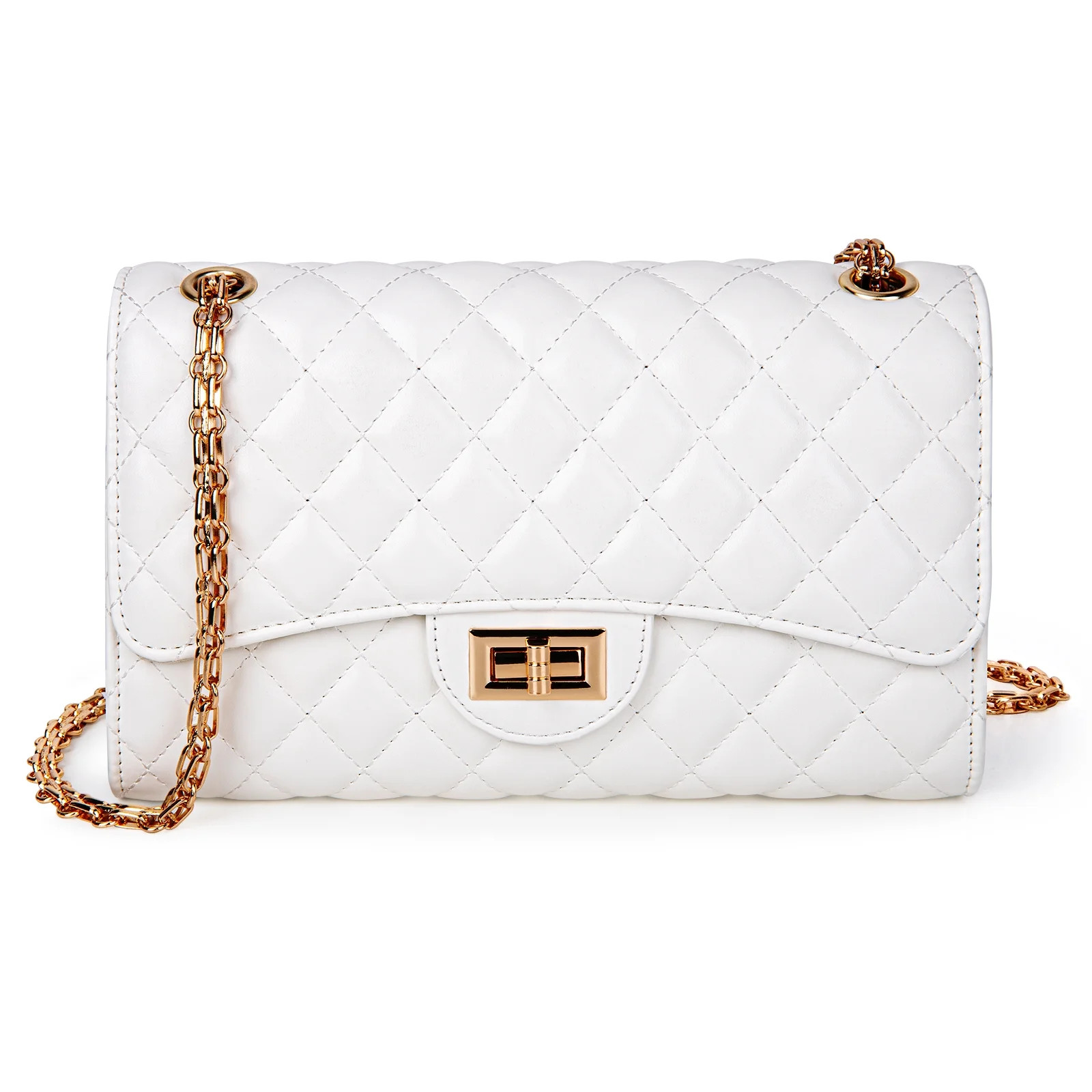 DAKOMM Quilted Leather Crossbody Purse for Women, Shoulder Bag with Adjustable Chain Strap, Soft ... | Walmart (US)